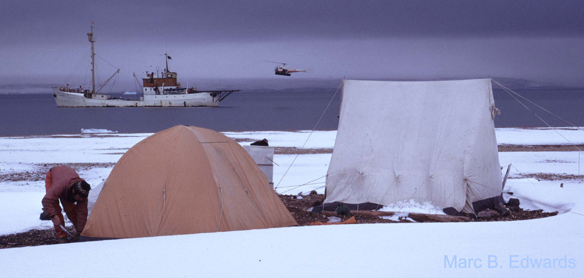 Field conditions in late August, Nordaustlandet, Svalbard. Preparing for evacuation.